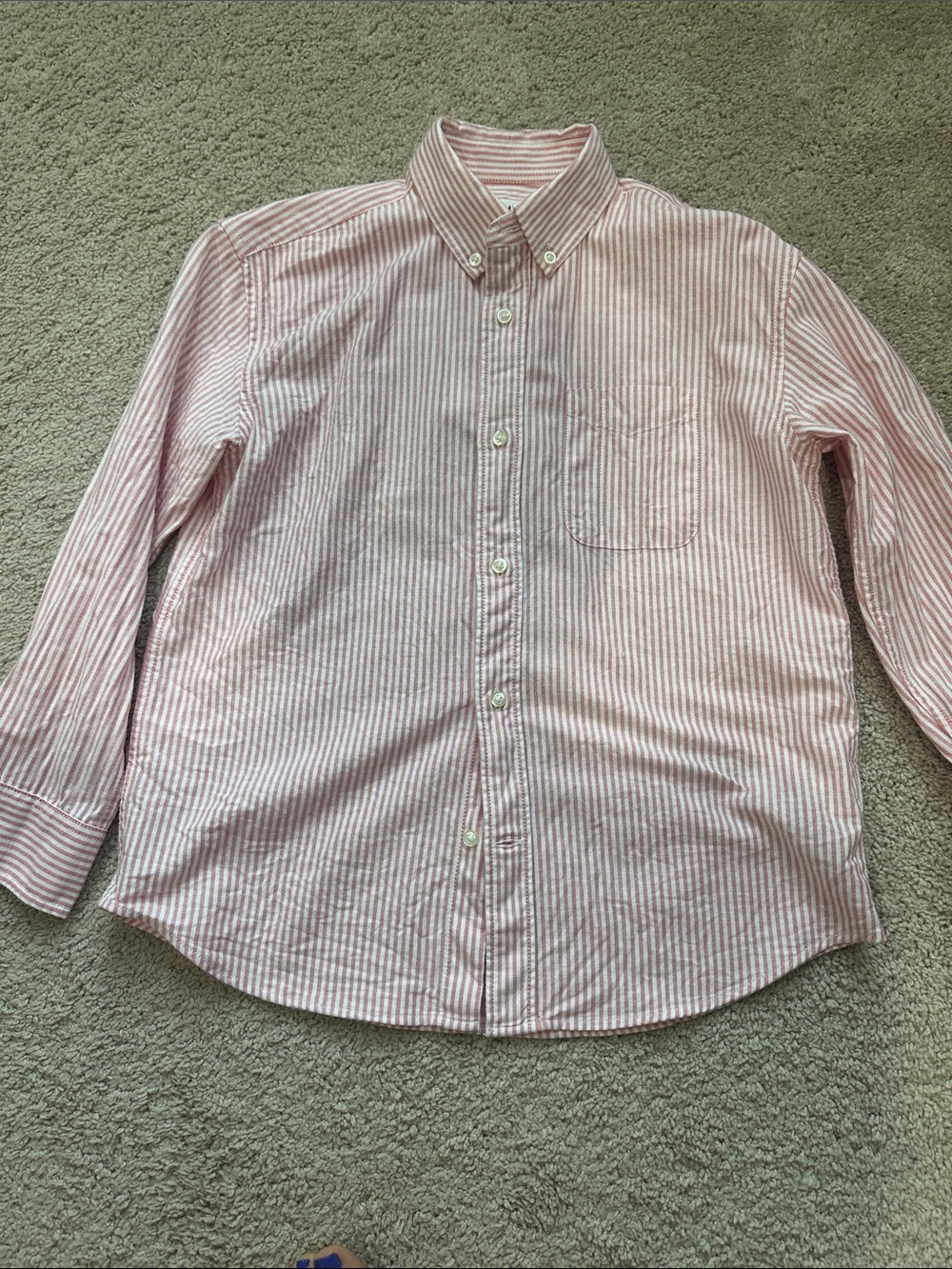 GAP Kids Pink and White Striped Button-Down Oxford Shirt